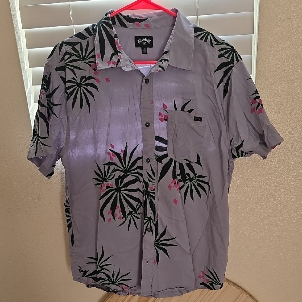 Billabong Men's Lavender Palm Print Shirt